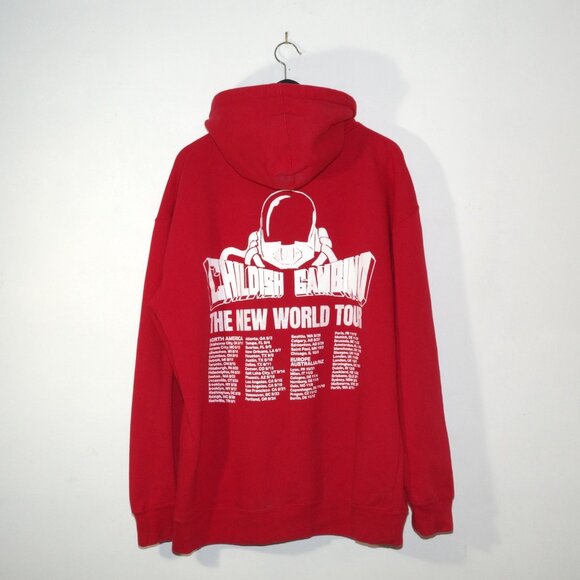 Childish Gambino The New World Tour Red Zip Up Hoodie XL EUC Donald Glover - Picture 2 of 7